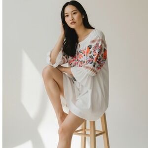 Free People Fleur Du Jour Women's Small  Embroidered Off the Shoulder Dress